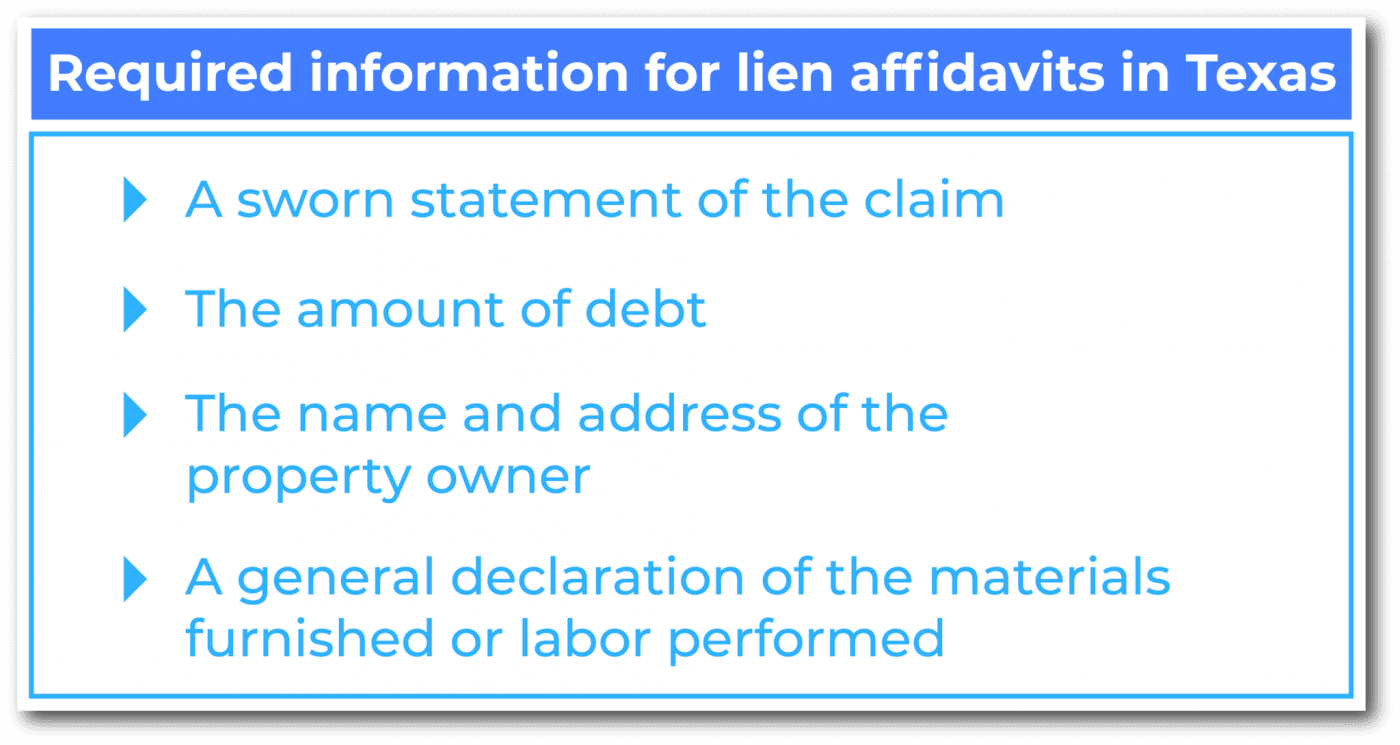 Texas affidavit of lieN