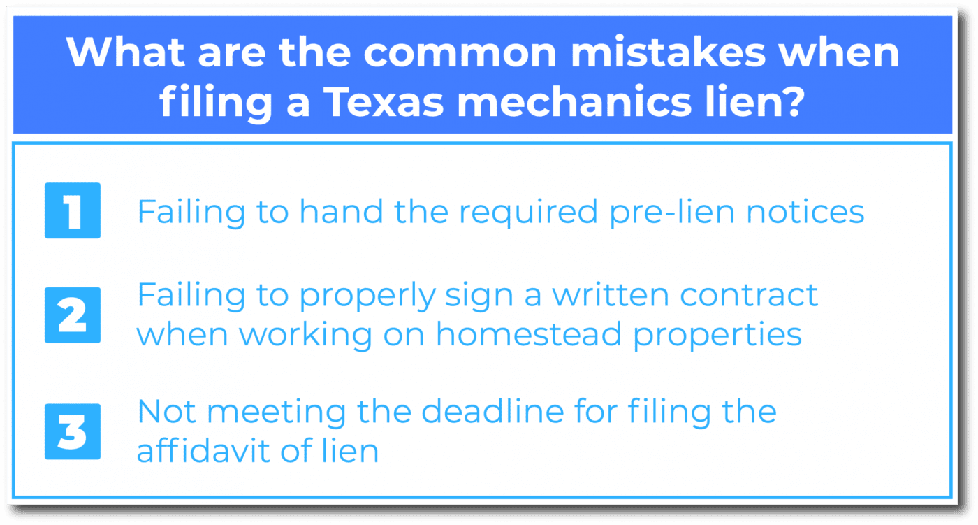 common mistakes when filing a Texas mechanics lien