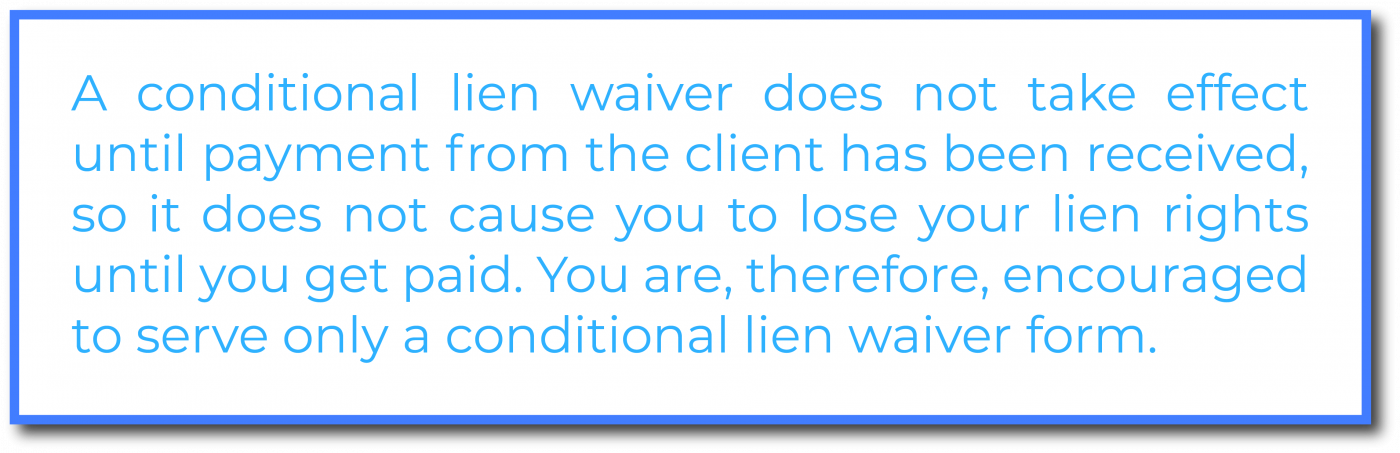 Conditional lien waiver