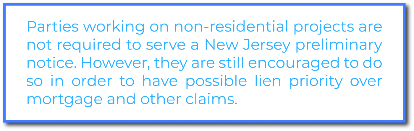 New Jersey preliminary notice non-residential projects