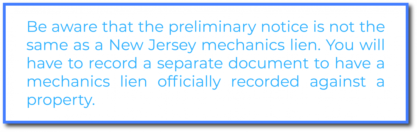New jersey preliminary notice