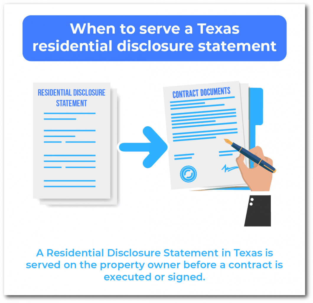 When to serve a Texas residential disclosure statement
