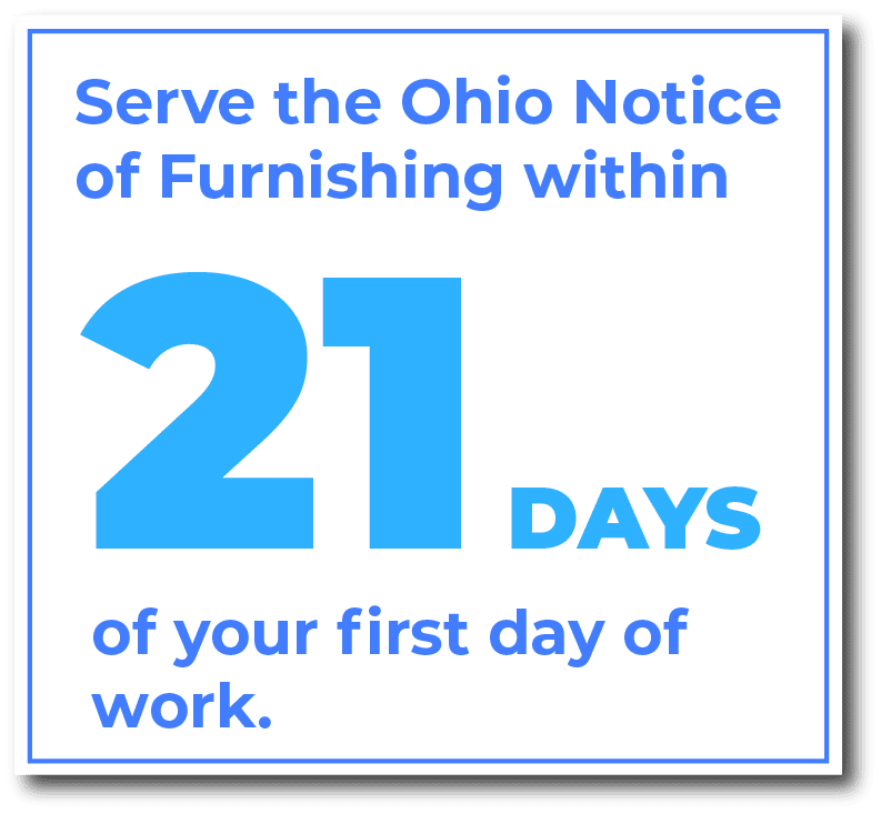 When do you serve a Notice of Furnishing in Ohio