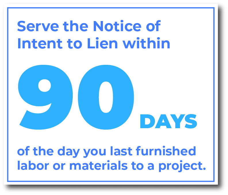 When do you serve a 90-Day Notice of Intent to Lien in Illinois