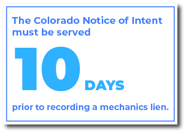 When do you serve a Colorado Notice of Intent