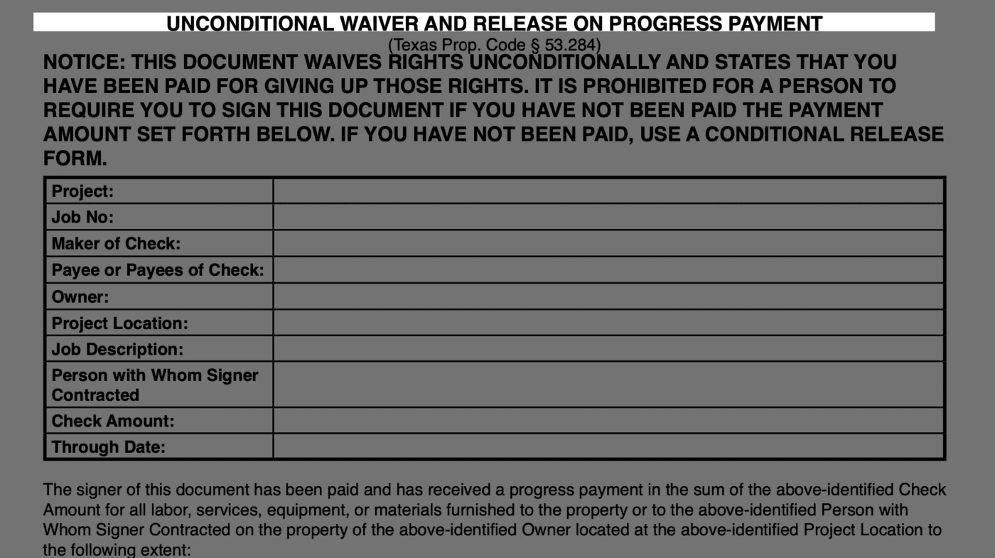 tx unconditional progress