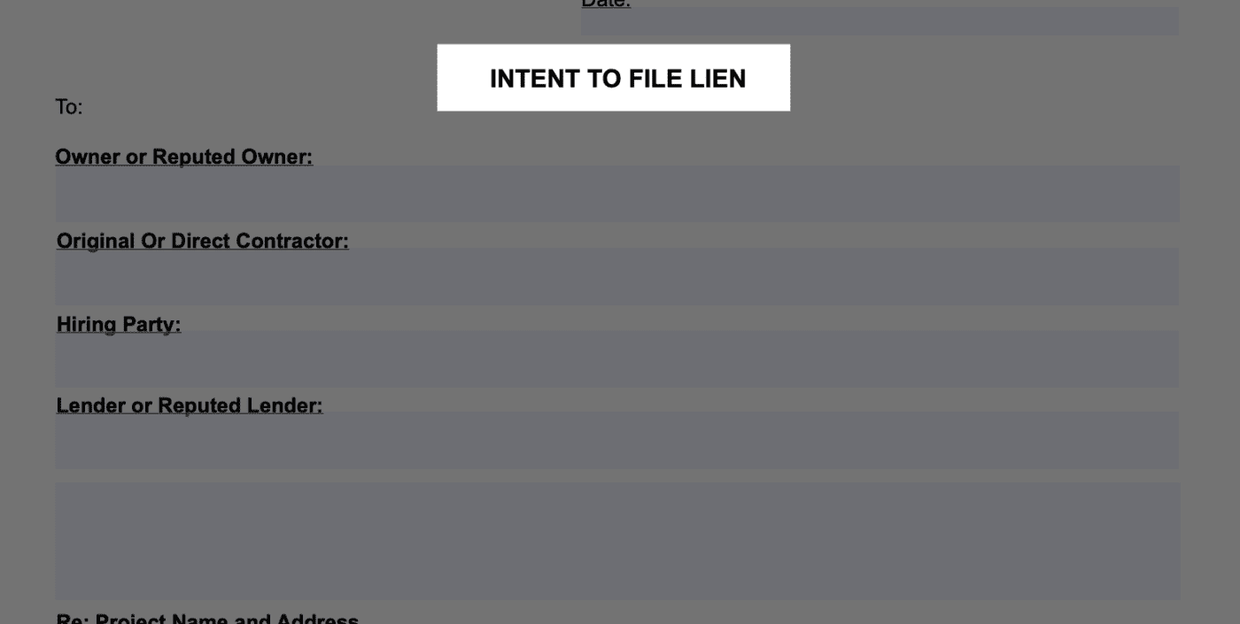 CA Notice of Intent to File Lien preview